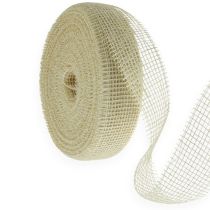 Product Bleached jute ribbon, 5cm wide, 40m long