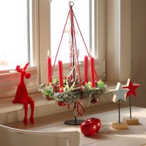 Product Sitting Moose Shelf Sitter Christmas flocked Red 31cm 3pcs