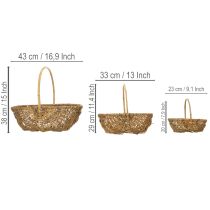 Product Potato basket 43/33/23cm with foil, natural, set of 3.