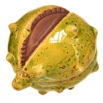 Product Decorative chestnuts in green-yellow – 6 cm – Ideal autumn and holiday decoration – 6 pieces