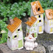 Product Rustic ceramic house with bright LED, ideal as atmospheric table decoration, 15cm, 2 pieces