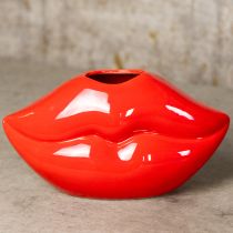 Product Ceramic vase red kiss mouth decorative vase 17×8.5×9cm