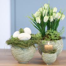 Product Ceramic bowls in green spiral design Ø9cm H7cm 4pcs