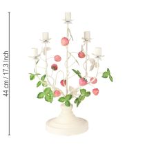 Product Candlestick 5-armed cream metal strawberry decoration H44cm