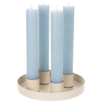 Product Set of 4 Magnetic Candle Holders for Taper Candles, 4cm, Taupe-Cream Metal