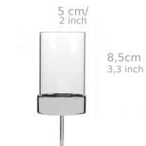 Product Candle holders for sticking, metal/glass, Ø5cm H19cm, 4 pieces