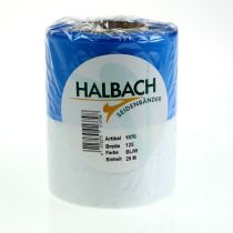 Product Moiré Blue and White Wreath Ribbon 125 mm – High-quality mourning and decorative ribbon, national ribbon with an elegant look, 25m roll