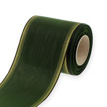 Product Wreath ribbon Moiré 100mm, dark green