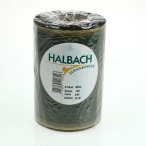 Product Moiré wreath ribbon, 150mm, dark green with gold pearl edge, taffeta weave, 25m roll for decoration and design