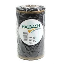 Product Elegant moiré wreath ribbon, 175mm black with pearl edge and taffeta weave, decorative ribbon for funeral floristry, bow ribbon, 25m