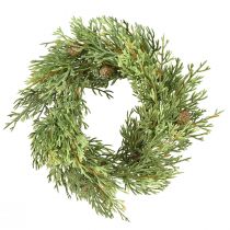 Product Small fir wreath green with cones artificial Ø24cm