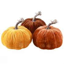 Product Pumpkin decoration for autumn in yellow brown Ø13cm 3 pcs
