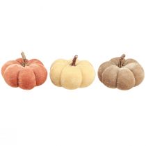 Product Pumpkin Decoration Fabric Pumpkins Yellow Beige Reddish Brown Ø7cm 9 pcs