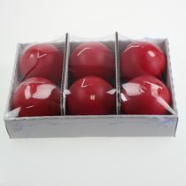 Product Set of 6 red ball candles, 100mm - Perfect for Christmas decorations and festive occasions, long burning time