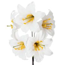 Product Artificial White Lily Flowers with Wire, Medium 35cm, Set of 5