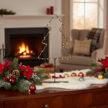 Product LED Christmas Tree Table Decoration, Battery Operated, Black Metal, 47cm, Indoor Use