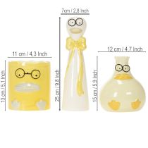 Product Set of 3 Ceramic Duck Figures with Glasses – 25cm Spring and Summer Decoration