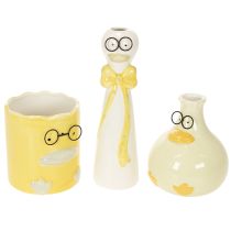 Product Set of 3 Ceramic Duck Figures with Glasses – 25cm Spring and Summer Decoration