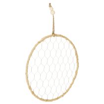 Product Boho metal ring Ø28cm with natural raffia and mesh, 4 pcs - Hanging decoration Wall decoration