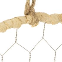 Product Boho metal ring Ø28cm with natural raffia and mesh, 4 pcs - Hanging decoration Wall decoration