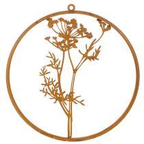 Product Metal ring, rusted metal, decorative ring, wall decoration, dill sprig, Ø38cm