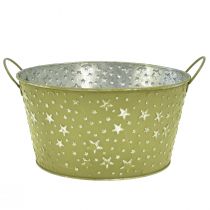 Product Metal bowl with stars and handles green Ø20cm H11,5cm