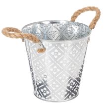 Product Metal planting pot, flower pot with handles, planter with floral pattern Ø18cm