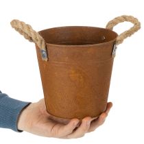 Product Metal pot with handles, herb pot, rust decoration Ø16.5cm H15cm