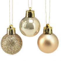 Product Mini Christmas Tree Baubles Pearl Golden Plastic Ø3cm 14 pcs