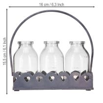 Product Mini Bottle Decorative Vase Tray Rectangular Grey 15.5x6cm