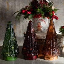 Product Mini Glass Christmas Tree LED Red Green Brown 18cm 3pcs