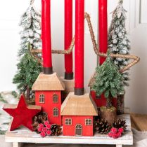 Product Mini Christmas Tree Wooden Base Green White Ø8cm H18cm 3pcs