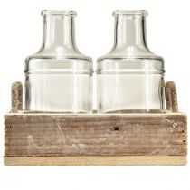 Product Mini Vases Glass Decorative Tray Wood Vintage 16x10x14cm Set