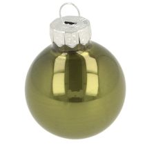 Product Mini Christmas balls glass green silver grey Ø3cm 22pcs