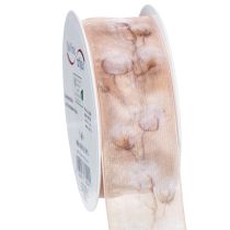 Product Organza ribbon, cotton flowers, decorative ribbon, pink, 40mm, 15m