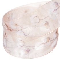 Product Organza ribbon, cotton flowers, decorative ribbon, pink, 40mm, 15m