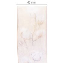 Product Organza ribbon, cotton flowers, decorative ribbon, pink, 40mm, 15m