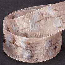 Product Organza ribbon, cotton flowers, decorative ribbon, pink, 40mm, 15m
