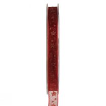 Product Organza ribbon red with sparkling stars – Christmas ribbon 10mm 20m