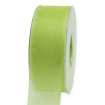 Organza ribbon with selvedge 4cm 50m light green