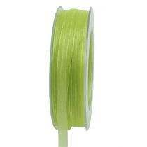Organza ribbon with selvedge 50m light green