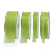 Organza ribbon with selvedge 50m light green