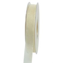 Organza ribbon with selvedge 1.5cm 50m cream