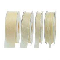 Organza ribbon with selvage 50m cream