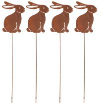 Product Easter bunny garden stake made of metal for stylish spring decoration outdoors, 80cm, 4 pieces