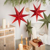Product Paper Star Christmas Decoration Lamp Jute Red 60x15cm
