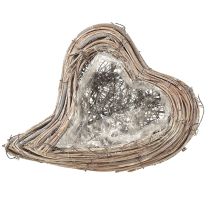 Product Natural Whitewashed Rattan Heart Planter 20cm x 24cm x 6cm