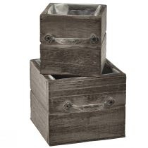 Product Plant boxes in drawer look – Grey-brown, various sizes – Versatile and decorative storage – Set of 2 pieces