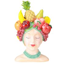 Product Plant head bust woman with tropical fruits vase H22cm