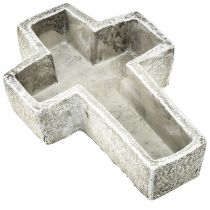 Plant cross concrete look plant bowl cross 14.5x21x5cm
